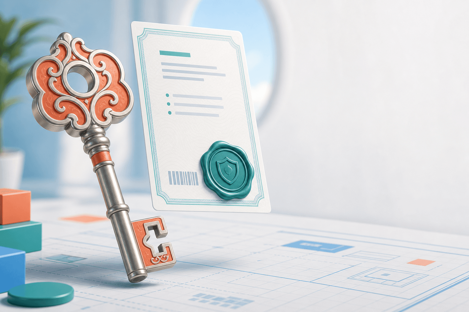 License key and certificate illustration